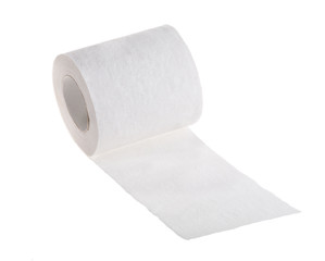 isolated white toilet paper roll