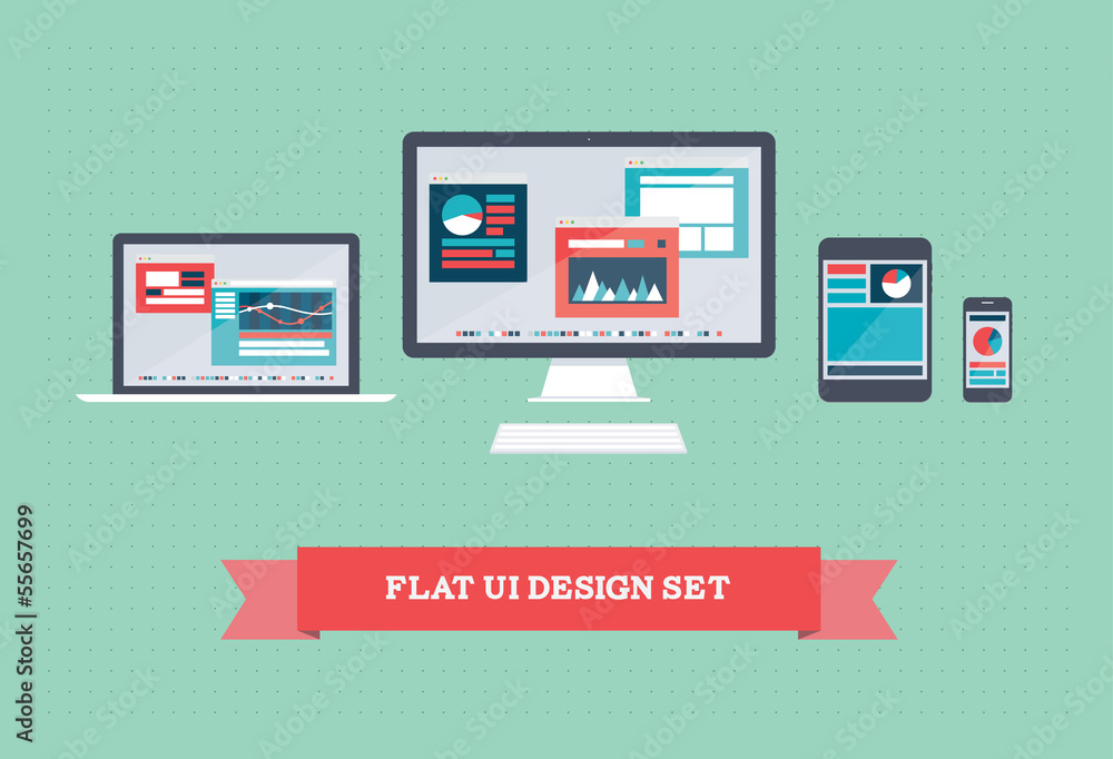 Poster flat user interface design set