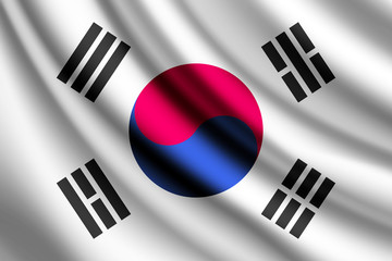 Waving flag of South Korea, vector