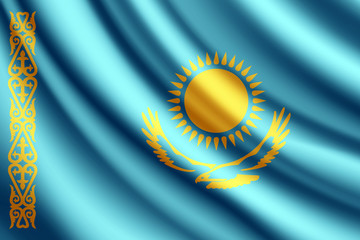 Waving flag of Kazakhstan, vector
