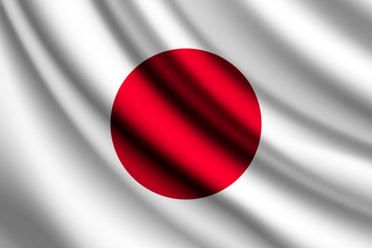 Waving flag of Japan, vector