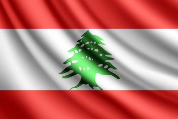 Waving flag of Lebanon, vector
