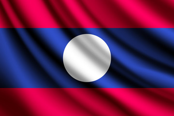 Waving flag of Laos, vector