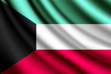 Waving flag of Kuwait, vector