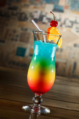 Tropical cocktail in glass