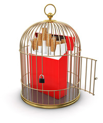 Gold Cage with Cigarette Pack (clipping path included)