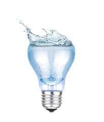 Fototapeta na wymiar electric lamp full with water and a splash