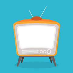 vector vintage tv orange color isolated