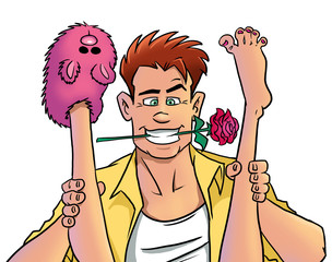 Man and his girl with legs up