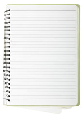 used blank note book with ring binder isolated on white
