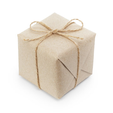 small cube box with string bow