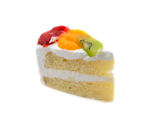 Fruit cake isolated on white