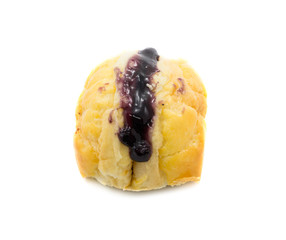 blueberry jam bread isolated on white