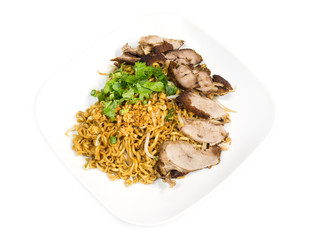 Duck noodle isolated on white