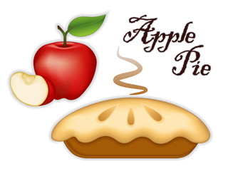Apple Pie, ripe fruit, fresh baked sweet dessert treat, isolated