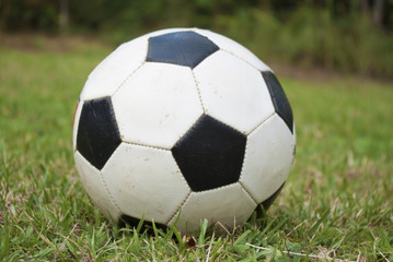 Fototapeta na wymiar soccer ball on green field