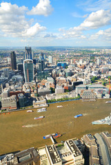 London city center and river Thames viewed from above