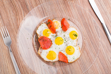 Fried quail eggs
