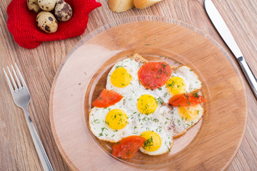 Fried quail eggs