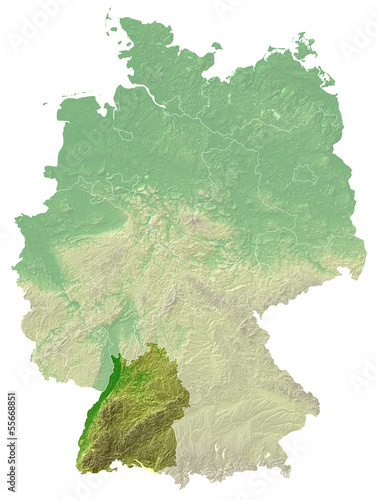 "Baden-Württemberg - topografische Relief Karte Deutschland" Stockfotos