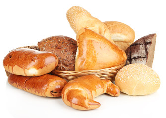 Variety of bread isolated on white