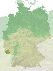 Saarland - topografische Relief Karte Deutschland