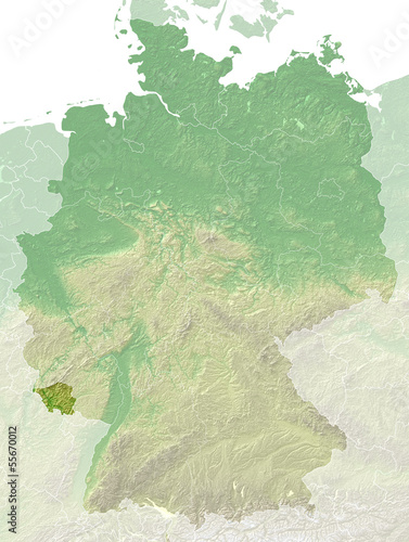 "Saarland - topografische Relief Karte Deutschland" Stockfotos und