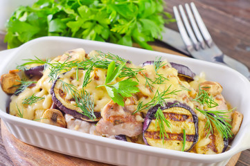 eggplants with meat and cheese