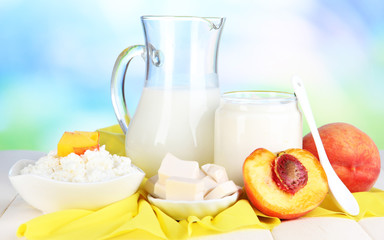 Fresh dairy products with peaches