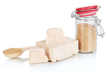 Dry yeast isolated on white