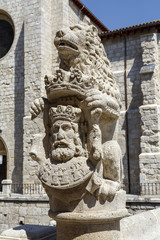 Leon decorating heraldic stone in Burgos Spain
