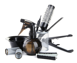 Professional hairdresser tools, isolated on white