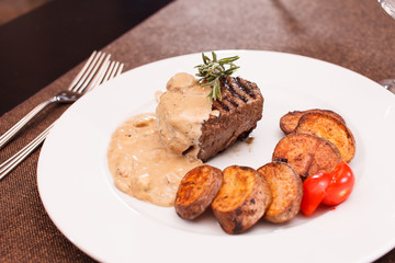 beef steak with potatoes