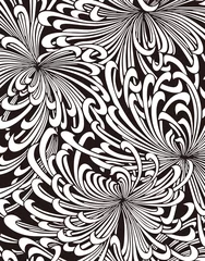 Papier Peint photo Lavable Fleurs noir et blanc modèle