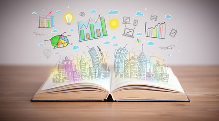 drawing of a business scheme on an opened book