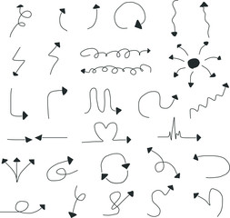 vector set of hand drawn arrows