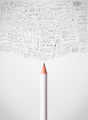Pencil close-up with diagrams