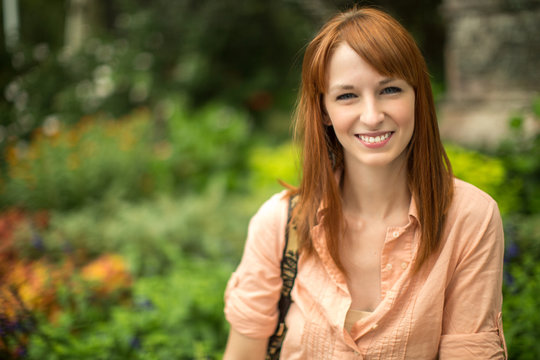 Caucasian woman smiling face portrait