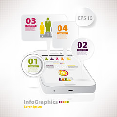 Modern vector elements for infographics with white smartphone