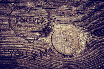 Love message on wood