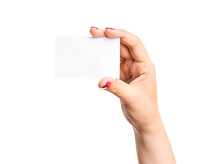 Obraz premium Blank business card in hand