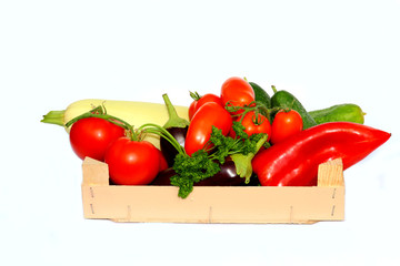 Vegetables in a wooden box