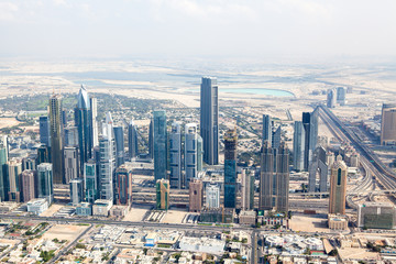Fototapeta na wymiar View at Sheikh Zayed Road skyscrapers in Dubai