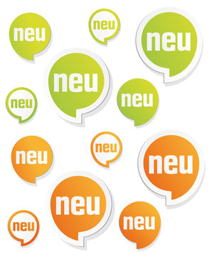 neu label gr&uuml;n orange