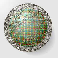 ball with the texture of fabric and within the grid