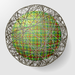 ball with the texture of fabric and within the grid