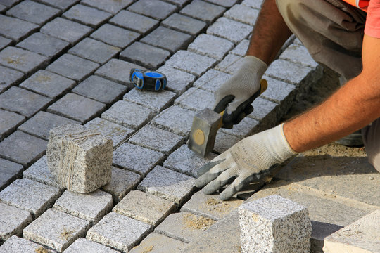 Pose de pav&eacute;s