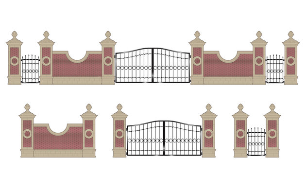 Forged iron gate with pillars