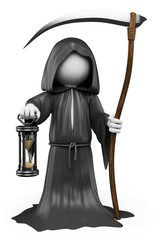3D white people. Halloween. The Grim Reaper