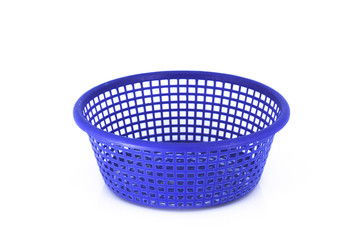 Empty blue basket plastic isolated on white